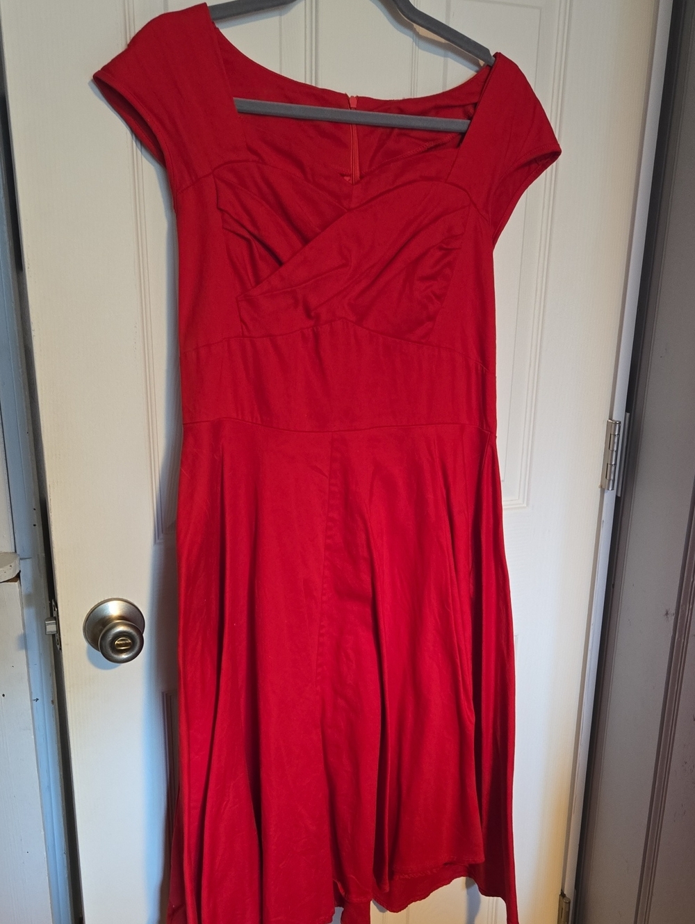 Classic Red Cap-Sleeve Fit & Flare Dress